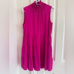 Amanda Uprichard Hot Pink Sleeveless Tiered Mini Dress